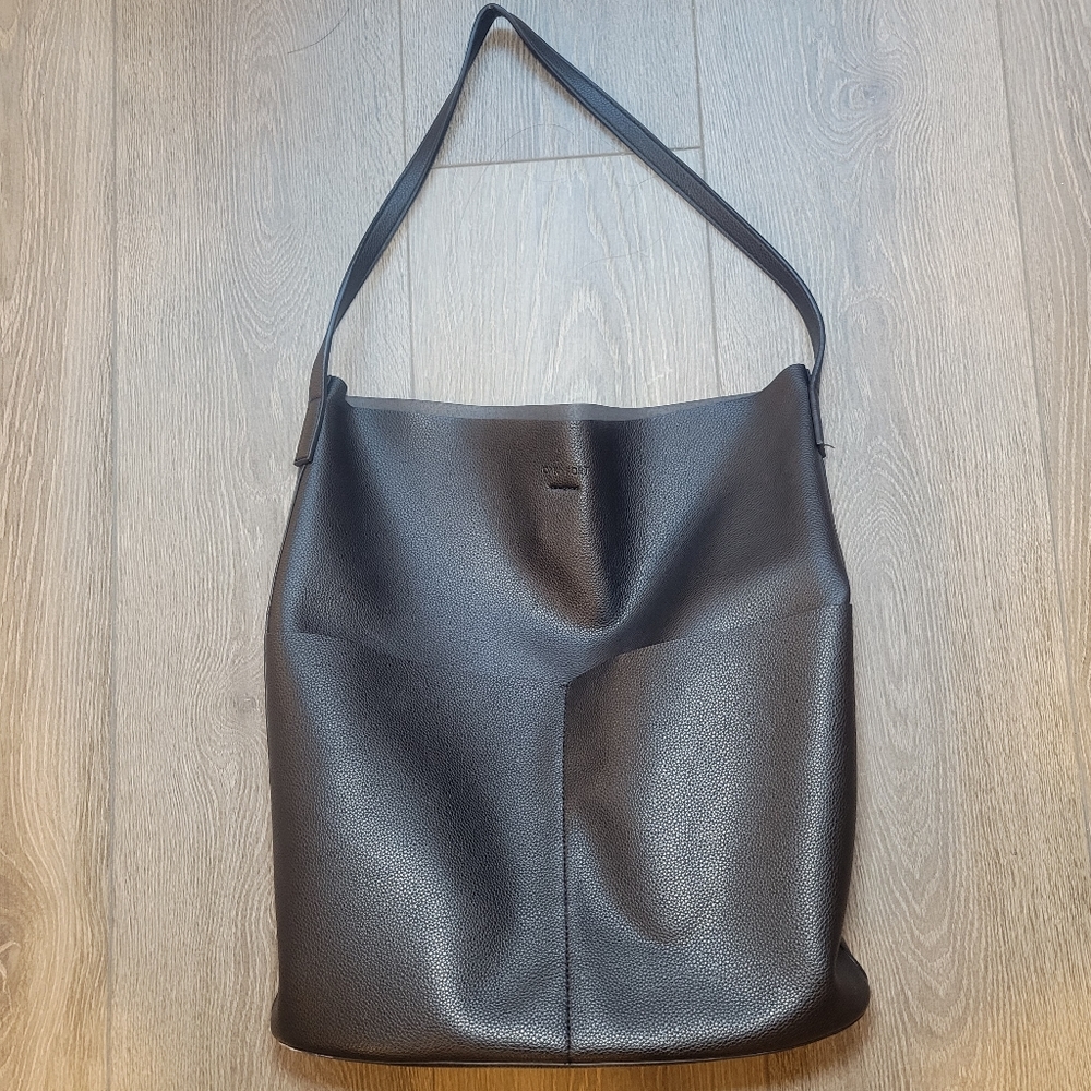 Oak + Fort black tote bag.